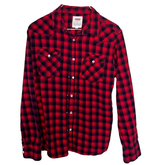 Levi's Tops - Levi’s Pearl Snap Red Flannel